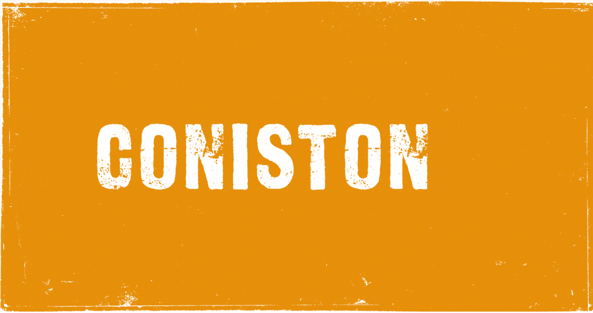 Lakeland 2023 logo reveal video - begins by changing the word Coniston into Conistone, bullet hole appear and then the text "Where almost doesn't matter." The image then fades to reveal the 2023 logo on a green background.