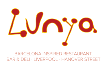 Restaurant menu design Liverpool – featured image for the Lunya menu redesign project, showing the Lunya logo and branding for the Barcelona-inspired restaurant, bar and deli on Hanover Street, Liverpool.