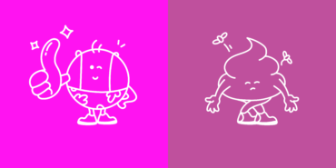 Side by side comparison of neon pink in RGB on screen versus CMYK in print